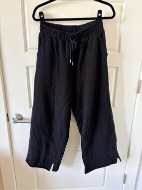 PINK Victoria's Secret Black Wide-Leg Track Pants
